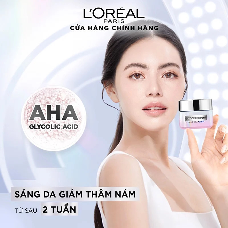 Kem làm giảm thâm nám ban đêm L’Oreal Paris Glycolic (AHA) Bright